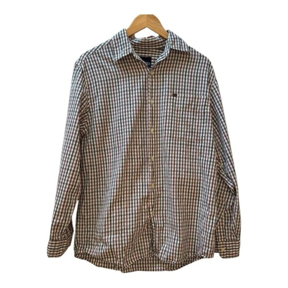 Nautica Jeans Company Mens Long Sleeve Plaid  Shirt Multi‎ Color Size XL